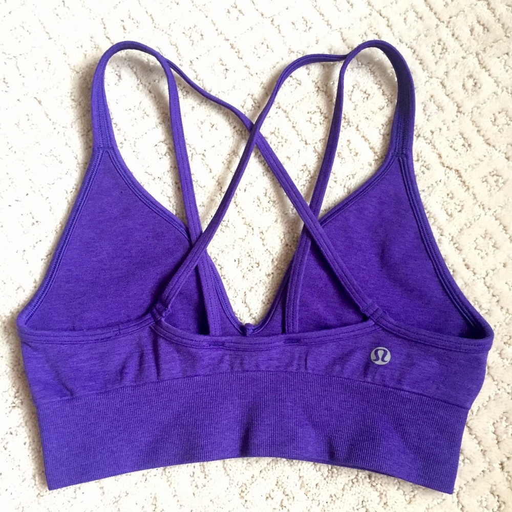 Lululemon Purple Seamless Strappy Back Sports Bra Top Women's - Picture 3 of 4